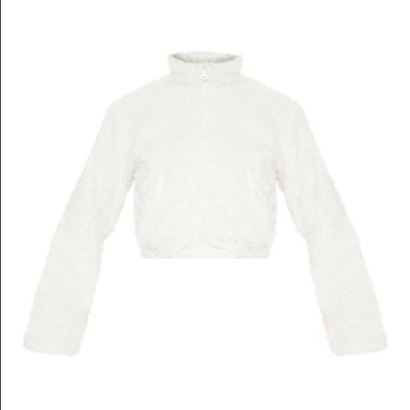 Cream Borg Oversized Crop Sweater - Picture 3 of 4